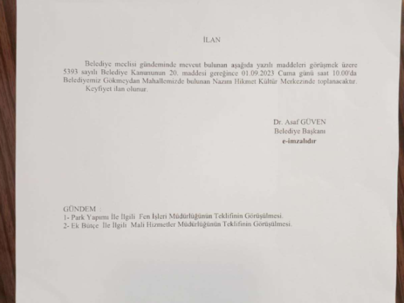Eylül 2023 Meclis Gündemi