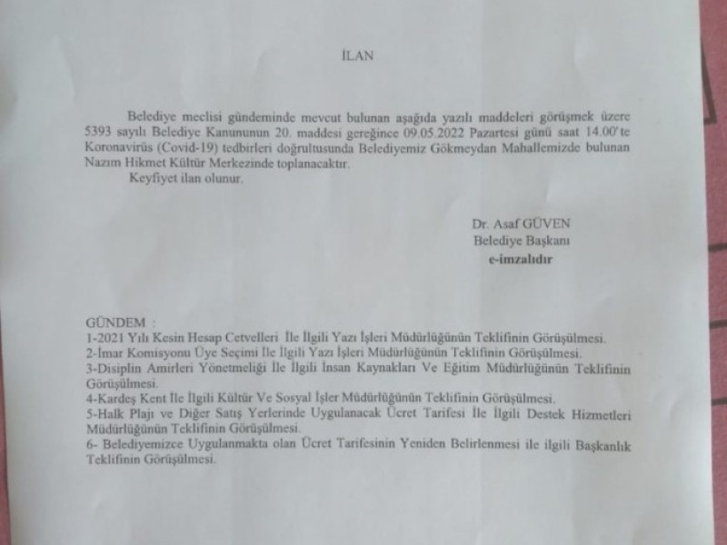 MAYIS AYI MECLİS GÜNDEMİ